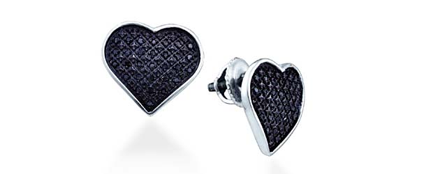 Black Diamond Heart Earrings 1/2 Carat Total Weight 1/4 Carat Total Weight