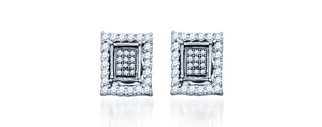 Micro Pave Diamond Earrings .55 Carat Total Weight 0.55 Carat Total Weight