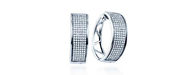 Micro Pave Diamond Earrings<br> 9/10 Carat Total Weight