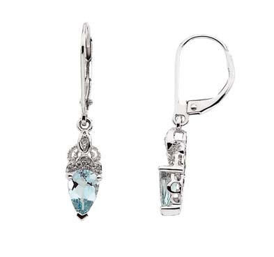 Aquamarine Diamond Earrings .90 Carat Total Weight