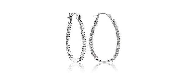 Prong Set Inside/Outside Diamond Hoop Earrings 0.54 Carat Total Weight