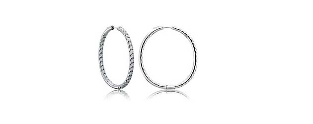 Prong Set Inside/Outside Diamond Hoop Earrings 1.1 Carat Total Weight