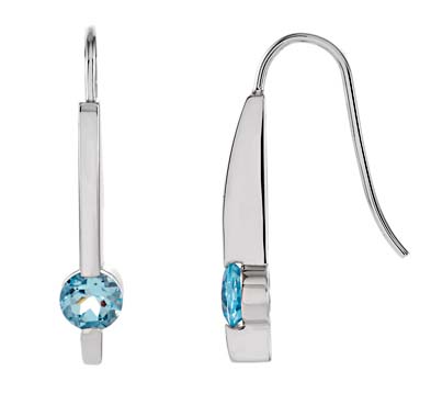 Aquamarine Drop Bar Earrings 3/4 Carat Total Weight