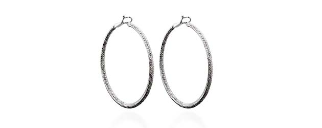 Pave Set Inside/Outside Diamond Hoop Earrings 2.0 Carat Total Weight