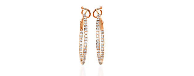 Prong Set Inside/Outside Diamond Hoop Earrings 1.33 Carat Total Weight