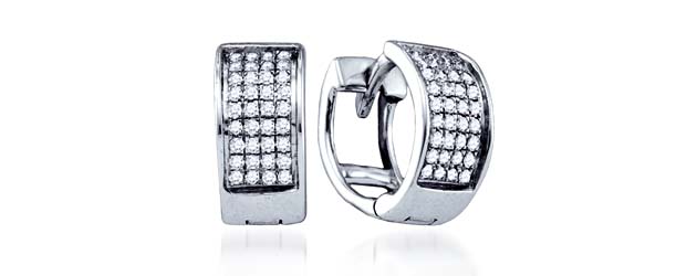 Ladies Micro Pave Diamond Earrings .15 Carat Total Weight .15 Carat Total Weight