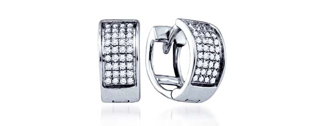 Ladies Micro Pave Diamond Earrings<br> .15 Carat Total Weight
