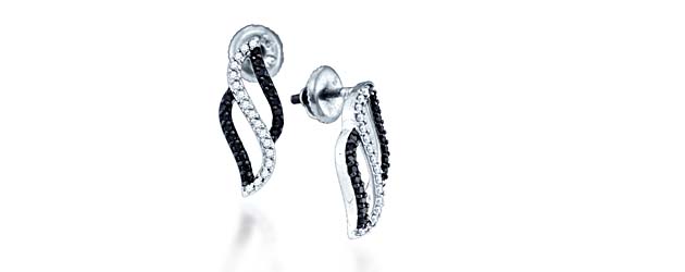 Ladies Micro Pave Diamond Earrings 1/3 Carat Total Weight 0.34 Carat Total Weight