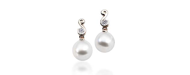 Genuine Paspaley White South Sea Culture Pearl Shape Drop Earrings 1/5 Carat Total Weight