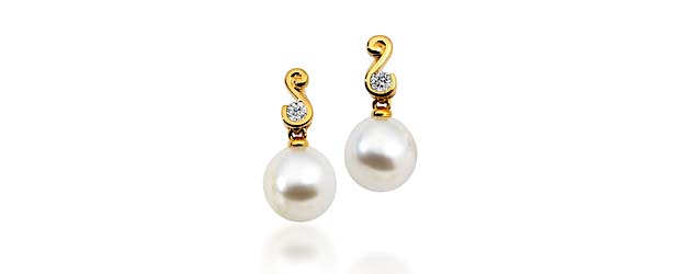 Genuine Paspaley White South Sea Culture Pearl Shape Drop Earrings 1/5 Carat Total Weight