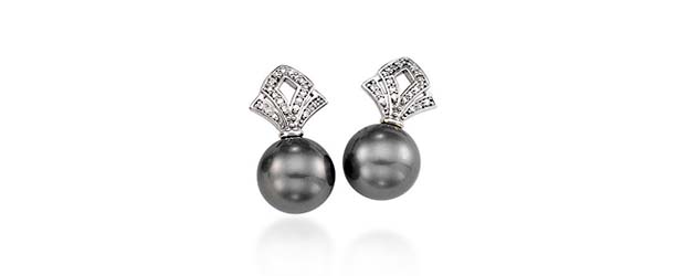 Genuine Tahitian Pearl & Diamond Bishop Drop Earrings 24.21 Carat Total Weight