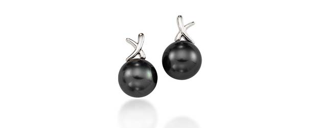 Genuine Tahitian Pearl & Diamond Swirl Drop  Earrings