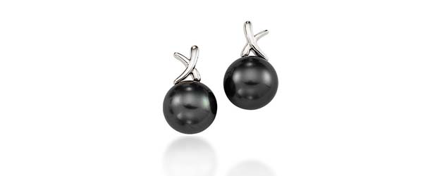 Genuine Tahitian Pearl & Diamond Swirl Drop Earrings 22 Carat Total Weight