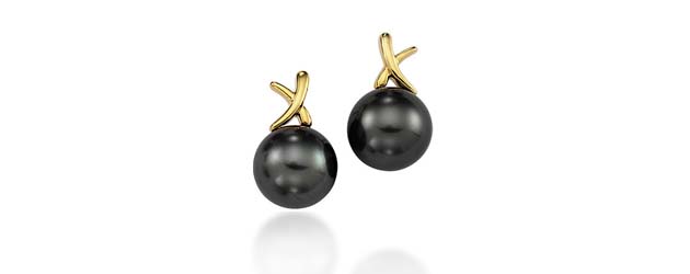 Genuine Tahitian Pearl & Diamond Swirl Drop  Earrings