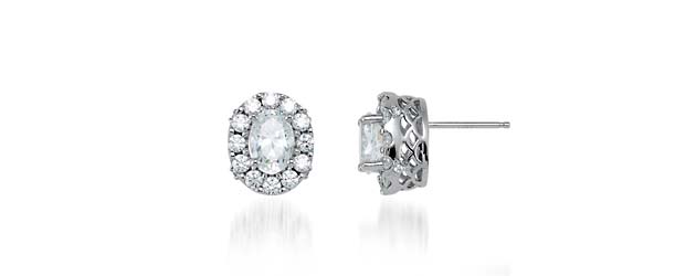 Halo-Style Oval Cut Diamond Earrings 2.76 Carat Total Weight