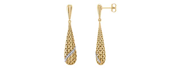 Teardrop-Shaped Diamond Earrings 1/10 Carat Total Weight