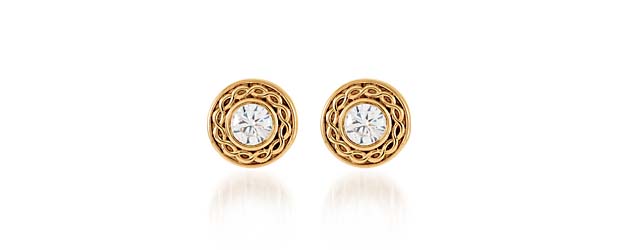 Roped Accent Bezel Diamond Earrings 1/5 Carat Total Weight