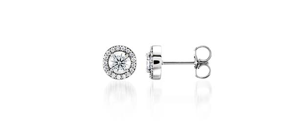 Halo-Style Diamond Stud Earrings 5/8 Carat Total Weight