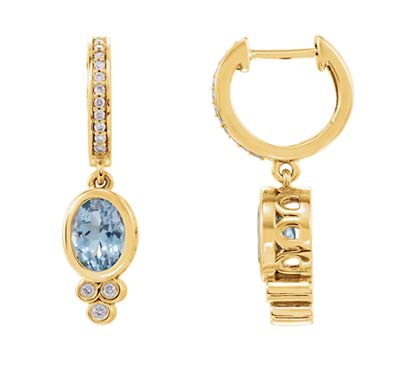 Aquamarine Diamond Earrings 2.06 Carat Total Weight