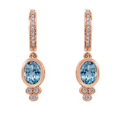 Aquamarine Diamond Earrings 2.06 Carat Total Weight