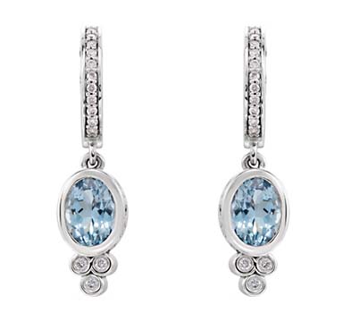 Aquamarine Diamond Earrings 2.06 Carat Total Weight