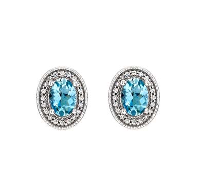 Aquamarine Oval Shape DIamond Earrings 2.2 Carat Total Weight