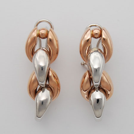 14K White Gold / Rose Gold Rosebud Stampato Earrings