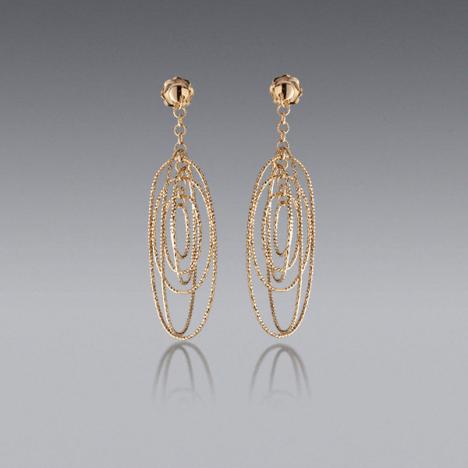 14K Yellow Gold Large Oval Orbit Earrings