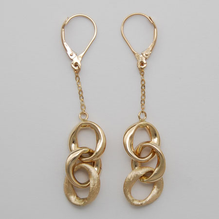 14K Yellow Gold Link w/ Multi - Ring Earrings