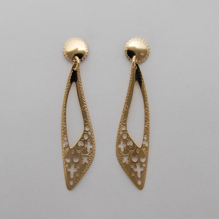 14K Yellow Gold Filigree Point Earrings