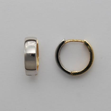 14K Yellow Gold / White Gold Huggie Style Earrings