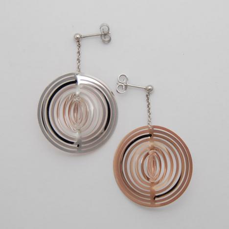 14K White Gold & Rose Gold Illusion Earrings