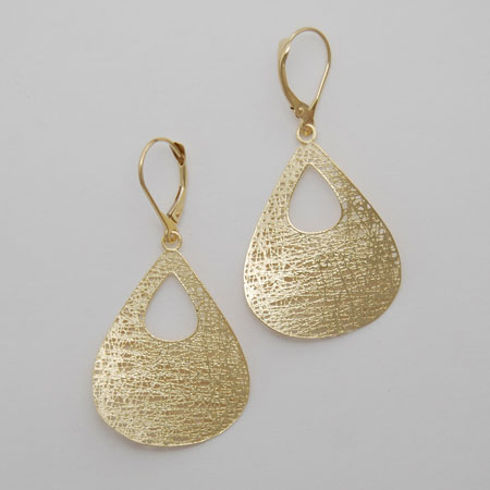 14K Yellow Gold Open Tear Drop Earrings