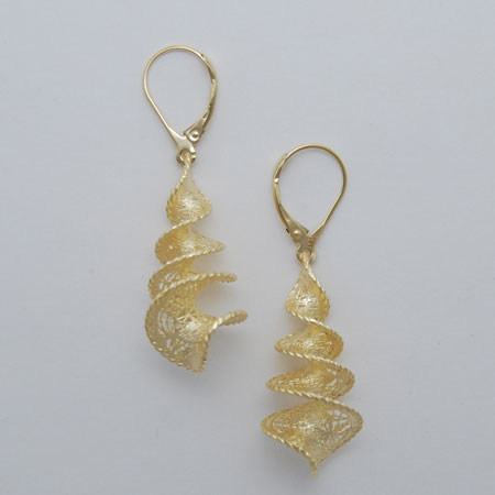 14K Yellow Gold Spiral Earrings