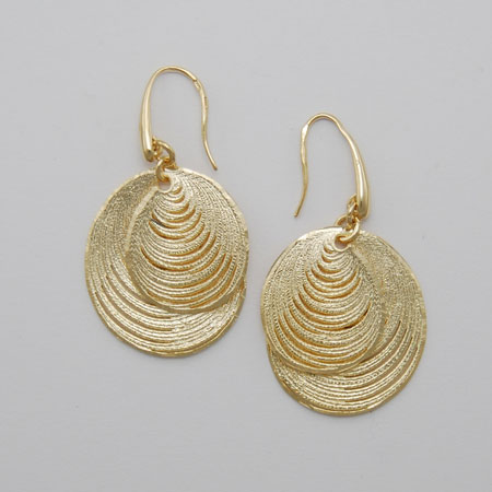 14K Yellow Gold Overlapped Circle Earrings