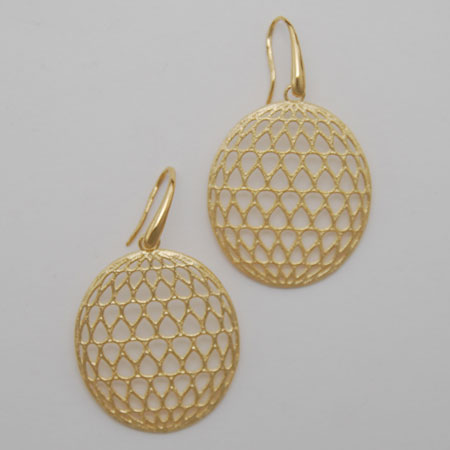 14K Yellow Gold Oval Weave Earrings