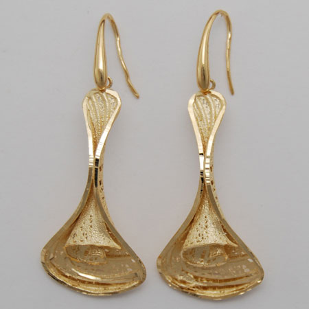 14K Yellow Gold Flower Drop Earrings