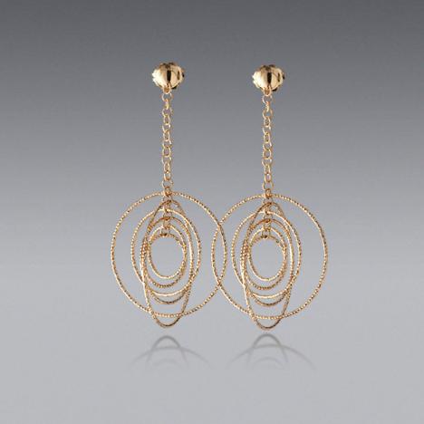 14K Yellow Gold Large Round Orbit Earrings