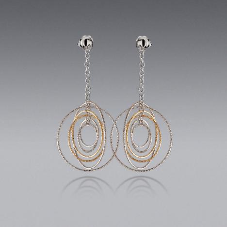 14K Yellow & White Gold Large Round Orbit Earrings