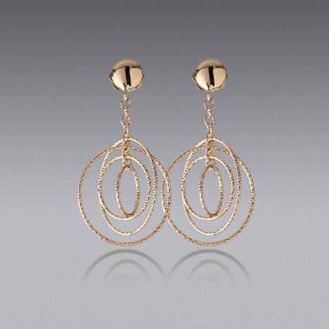 14K Yellow Gold Small Round Orbit Earrings