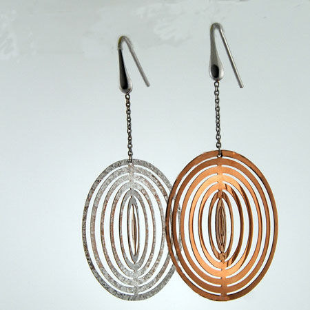 18K White Gold / Rose Gold Illusion Earrings