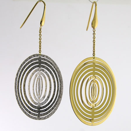 18K Yellow Gold / White Gold Illusion Earrings