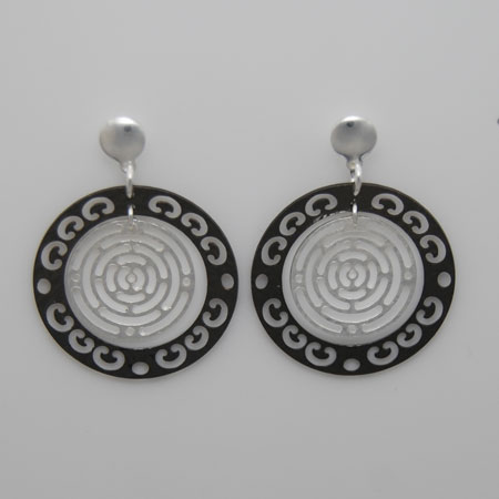 Sterling Silver Black Rhodium Filigree Earrings