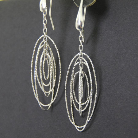 Sterling Silver Large Oval Orbit Earrings