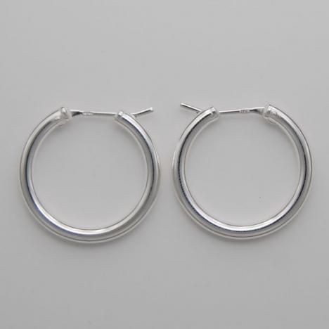 Sterling Silver 3mm X 25mm Hoop Earrings