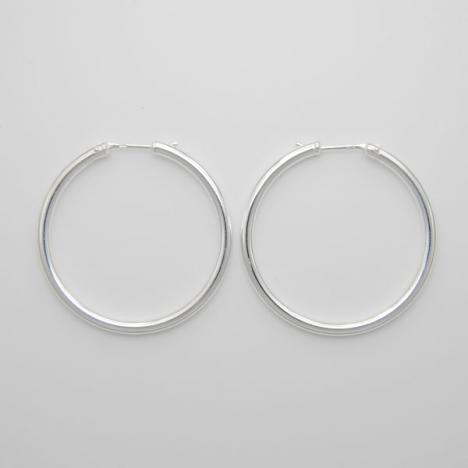 Sterling Silver 3mm X 40mm Hoop Earrings