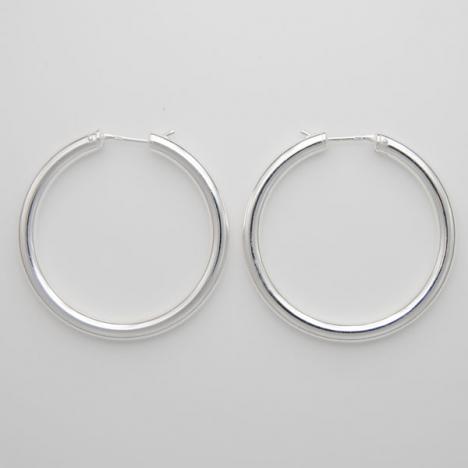 Sterling Silver 4mm X 43mm Hoop Earrings