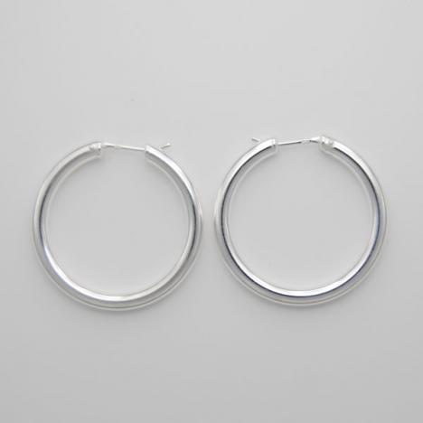 Sterling Silver 4mm X 38mm Hoop Earrings