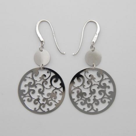 Sterling Silver Laser Cut Florentine Earrings