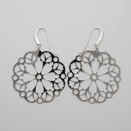 Sterling Silver Laser Cut Snowflake Earring